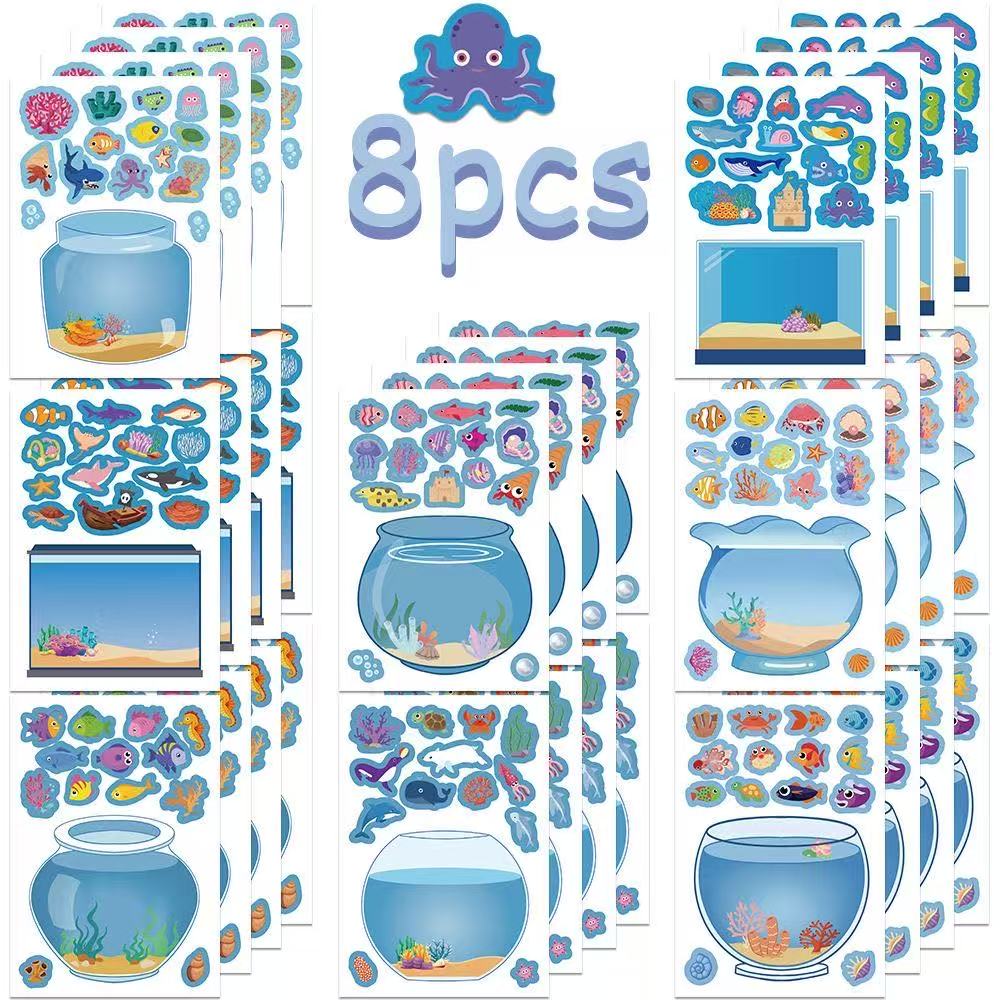 Aquarium Fish Gallery - 8 pezzi adesivo puzzle acquario fortunato